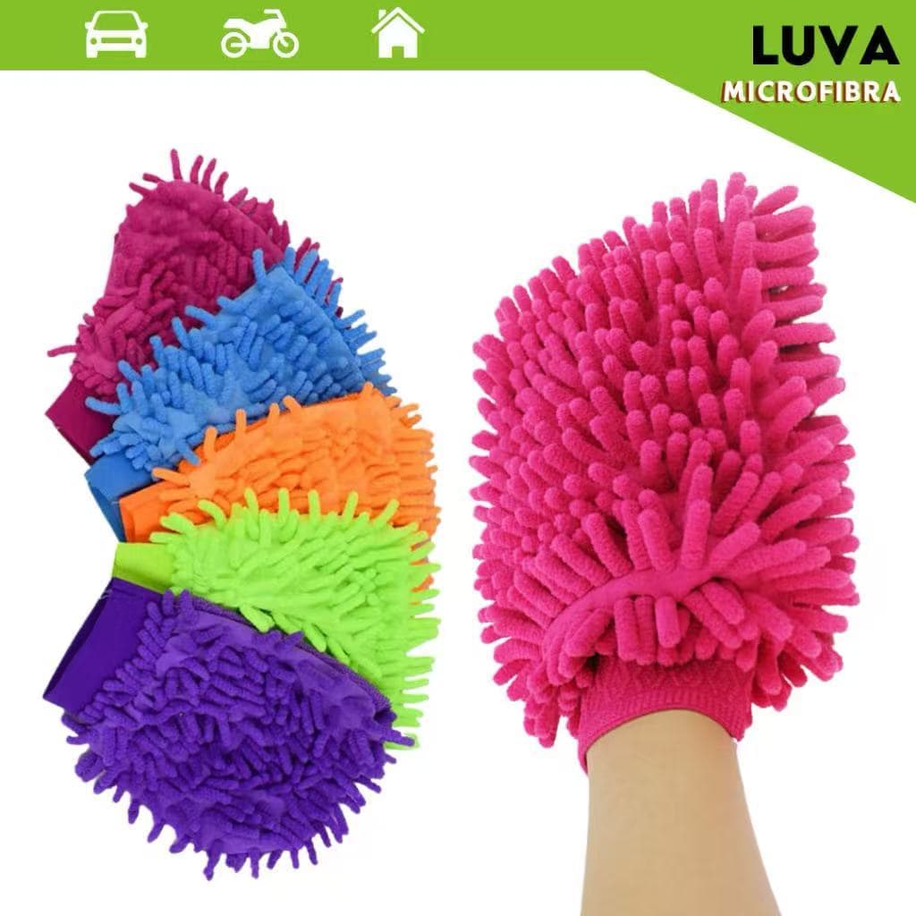 Luva Pano de Microfibra Multiuso Para Limpeza Veicular Carro