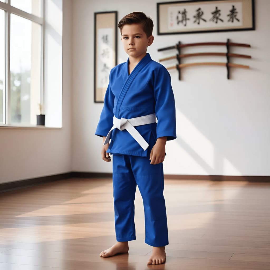 Kimono Azul Jiujitsu Judo Infantil Reforçado + Faixa Grátis de pano