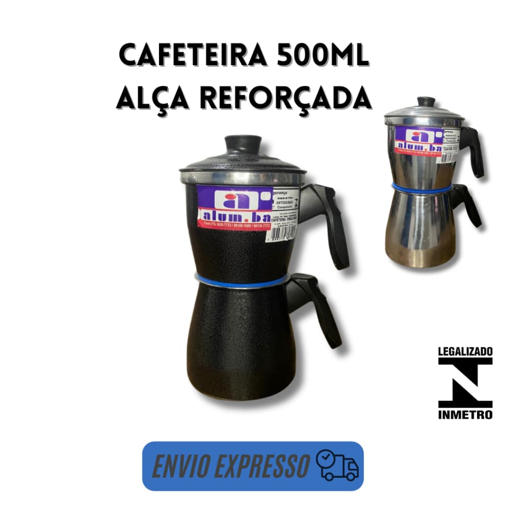 Cafeteira Alumínio 500ml Italiana Fogão Café Expresso Manual Portátil Durável Resistente Casa