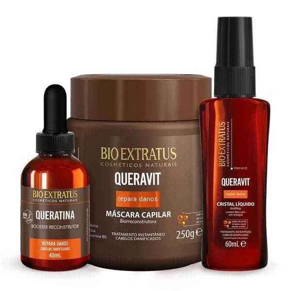 Bio Extratus Kit Queravit (250g) Máscara, Booster e Cristal Líquido(BC+CRISTAL+RECONSTRUTOR40)