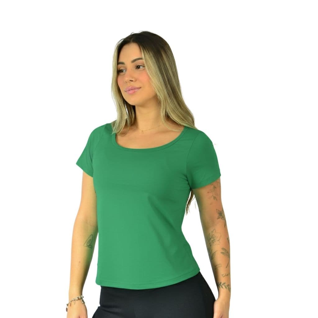Camiseta Poliamida Academia Feminina Fitness Esportiva UV50+ Esporte Premium Corrida Treino