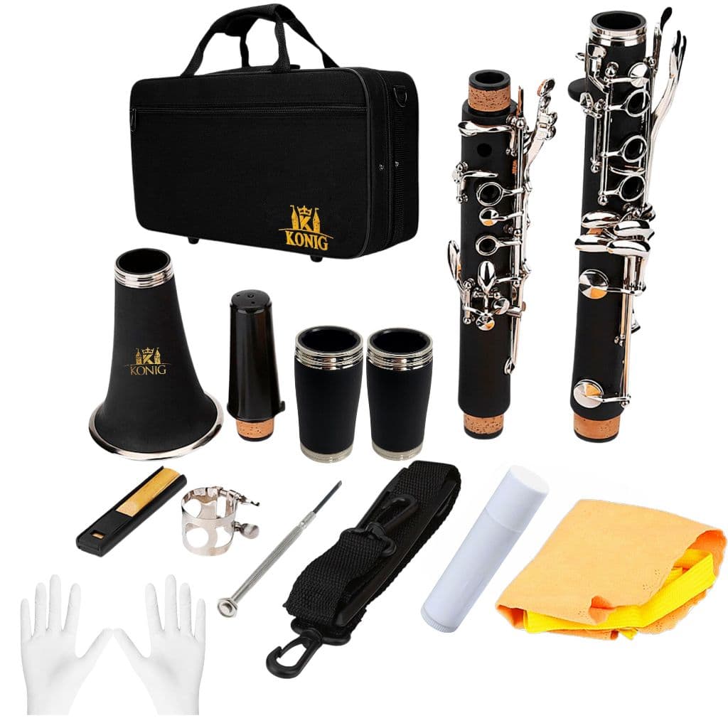 Clarinete Em Si Bemol 17 Chaves Completo Niquelada Estojo Case Luxo Ccb Konig