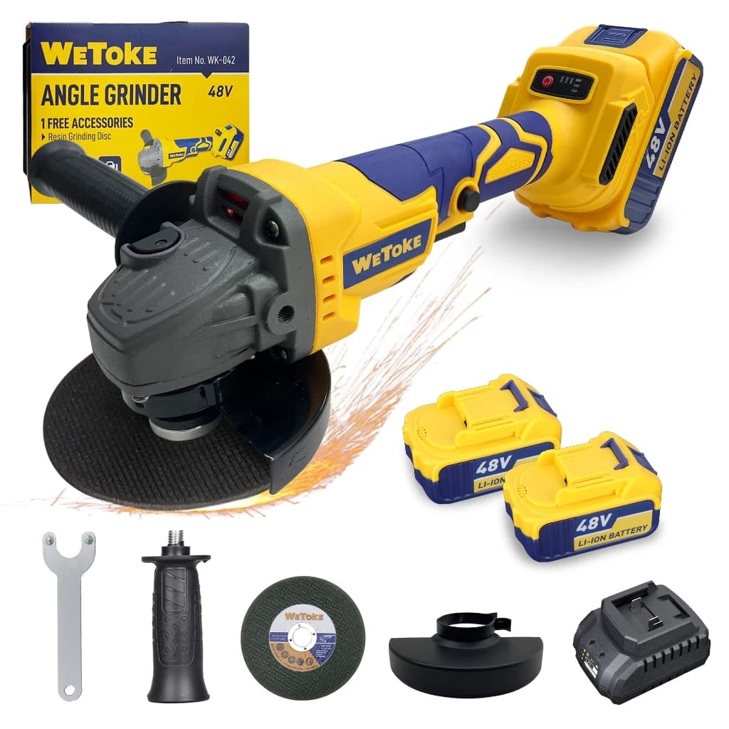 Esmerilhadeira Lixadeira Angular Rebarbadora Brushless Sem Fio 2 Baterias 8500rpm Corte Lixa M - WETOKE