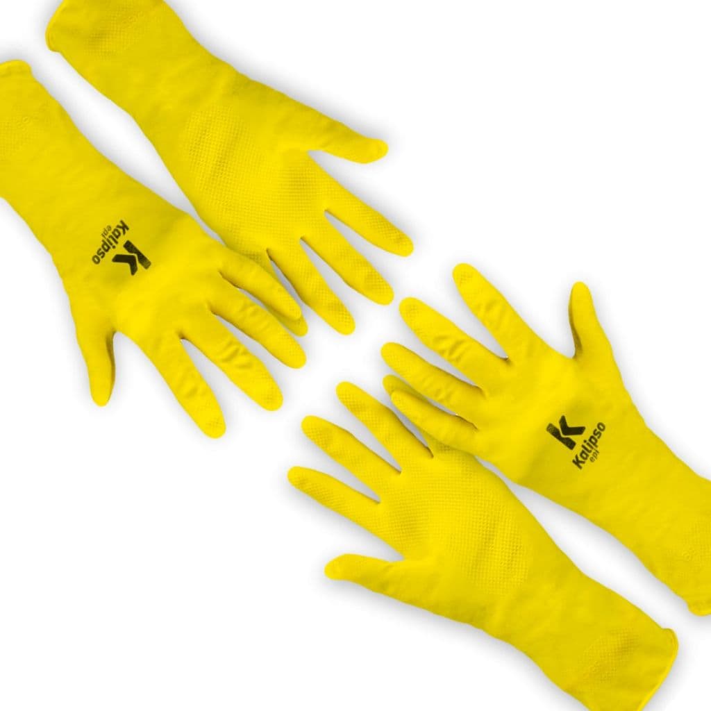 KIT 2 PARES LUVA LATEX MULTIUSO AMARELA TAMANHO M OU G KALIPSO
