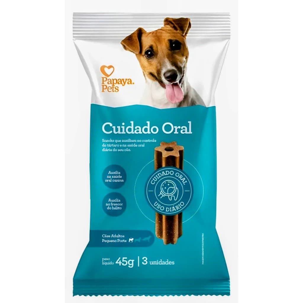 Petisco Snacks Cuidado Oral Cães Adultos Porte Pequeno 45g Papaya Pets