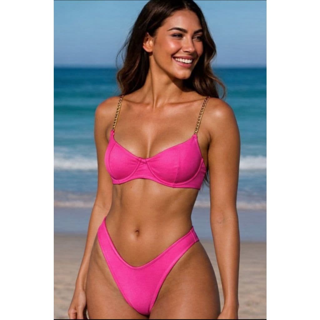 Conjunto de Biquini com Bojo e Corrente praia piscina e verão