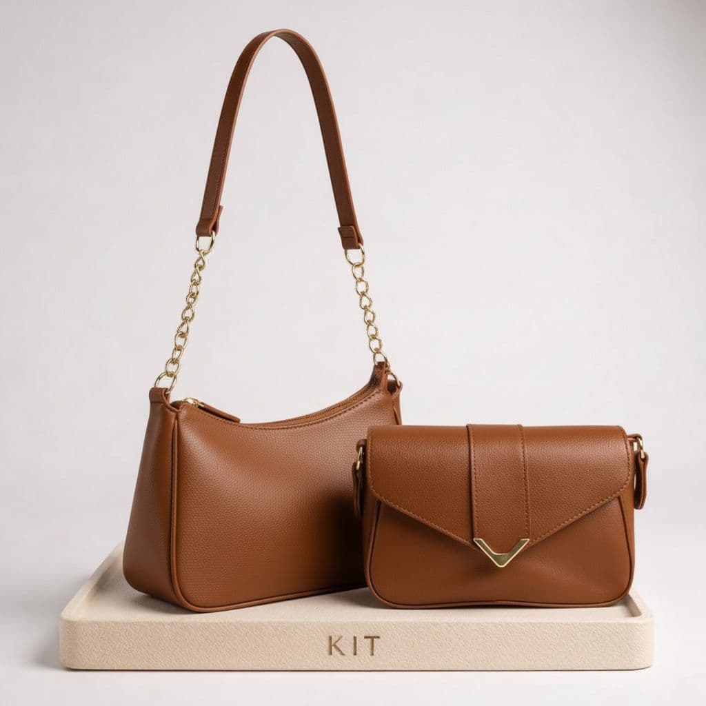 kit 2 bolsas feminina de ombro com detalhes em dourado , bolsa com alça de corrente e protetor de ombro !