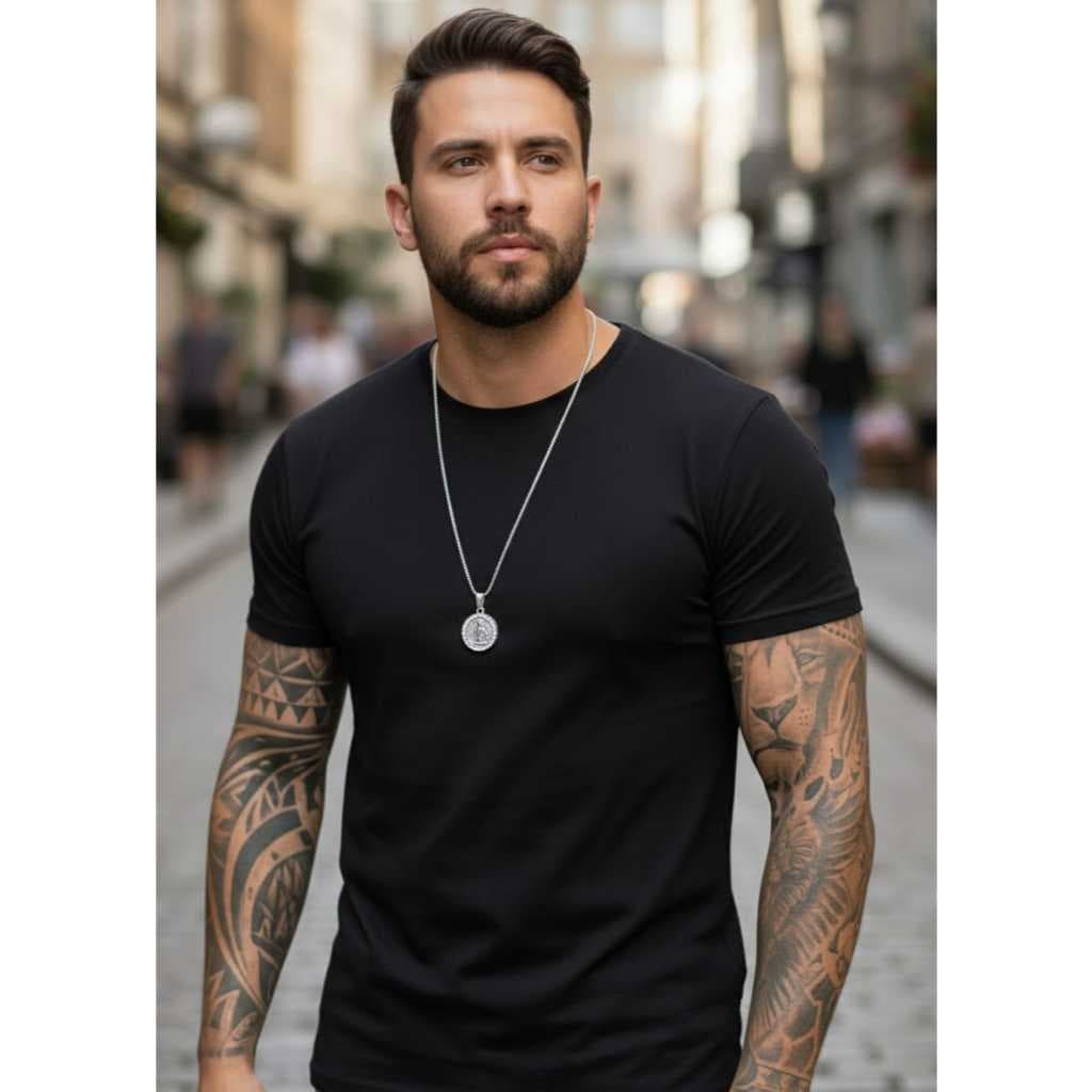 Escapulário São Bento Masculino Aço Inoxidável 316l Premium