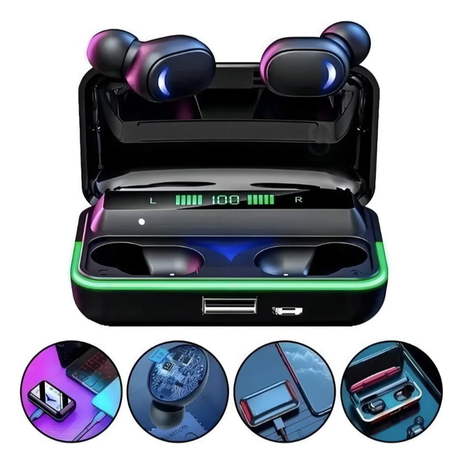 Fone de Ouvido Bluetooth Sem Fio 5.1 TWS com Power Bank FN-B20