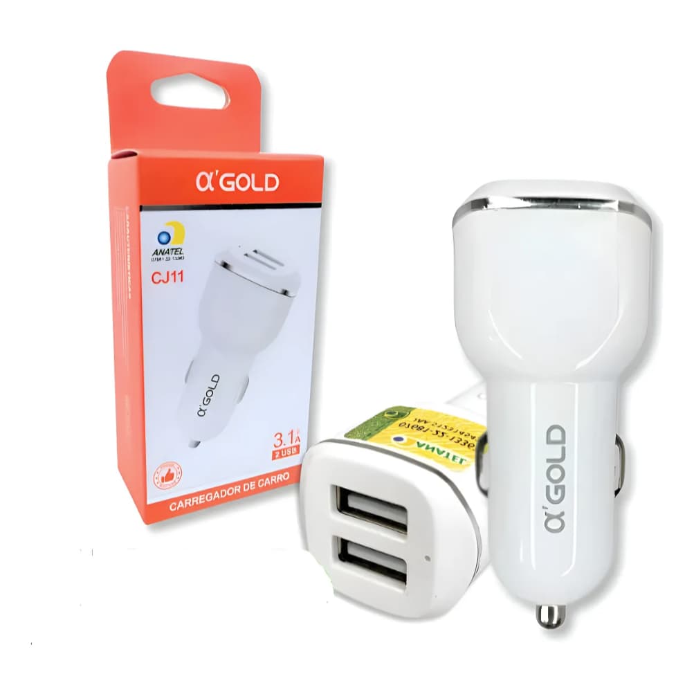 Carregador De Carro Portas Duplas USB 3.1A Carregamento Rápido Adaptador Veicular