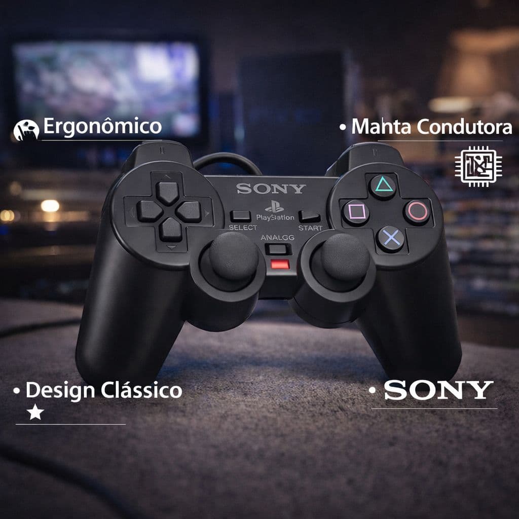 Controle Joystick Para Ps2 Black com fio