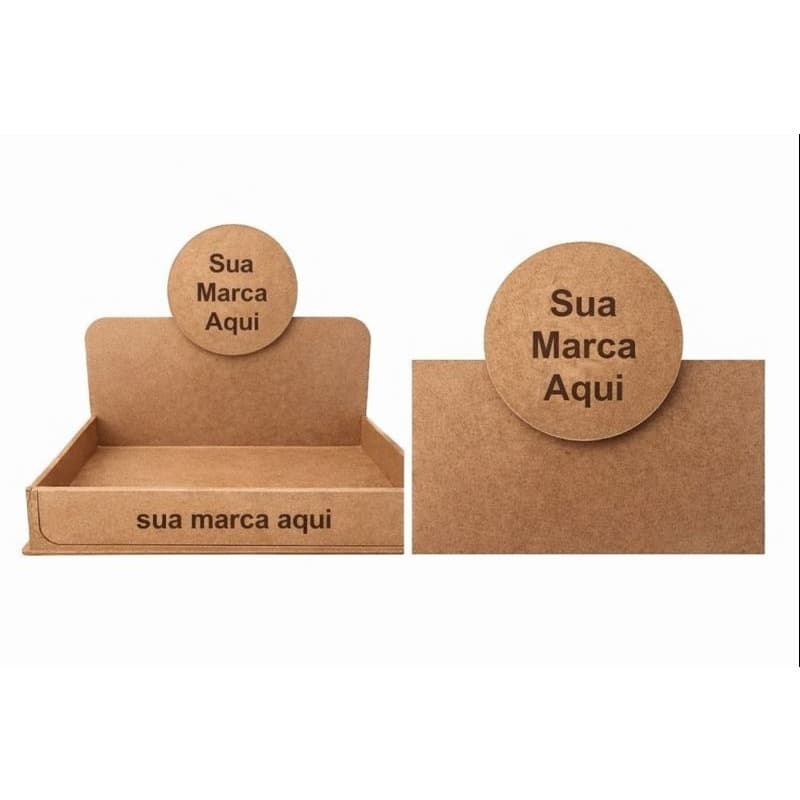 10 Expositores Brownie/Doces Personalizados com Logo + 10 Logos Personalizados MDF Cru