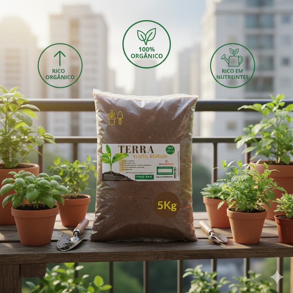 Terra Adubada Orgânica Horta Plantas Flores Frutas Vasos 5Kg