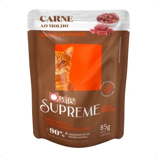 Sache Quatree Supreme Ração úmida para Gatos Adultos e Castrados Caixa com 20un de 85g