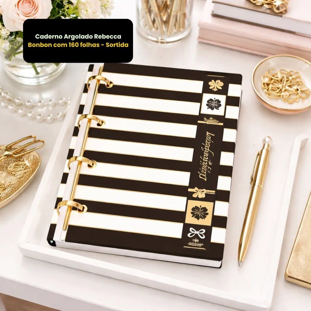 Caderno Argolado Rebecca Bonbon 160 Folhas Universitário Fichário Premium Luxo Escolar