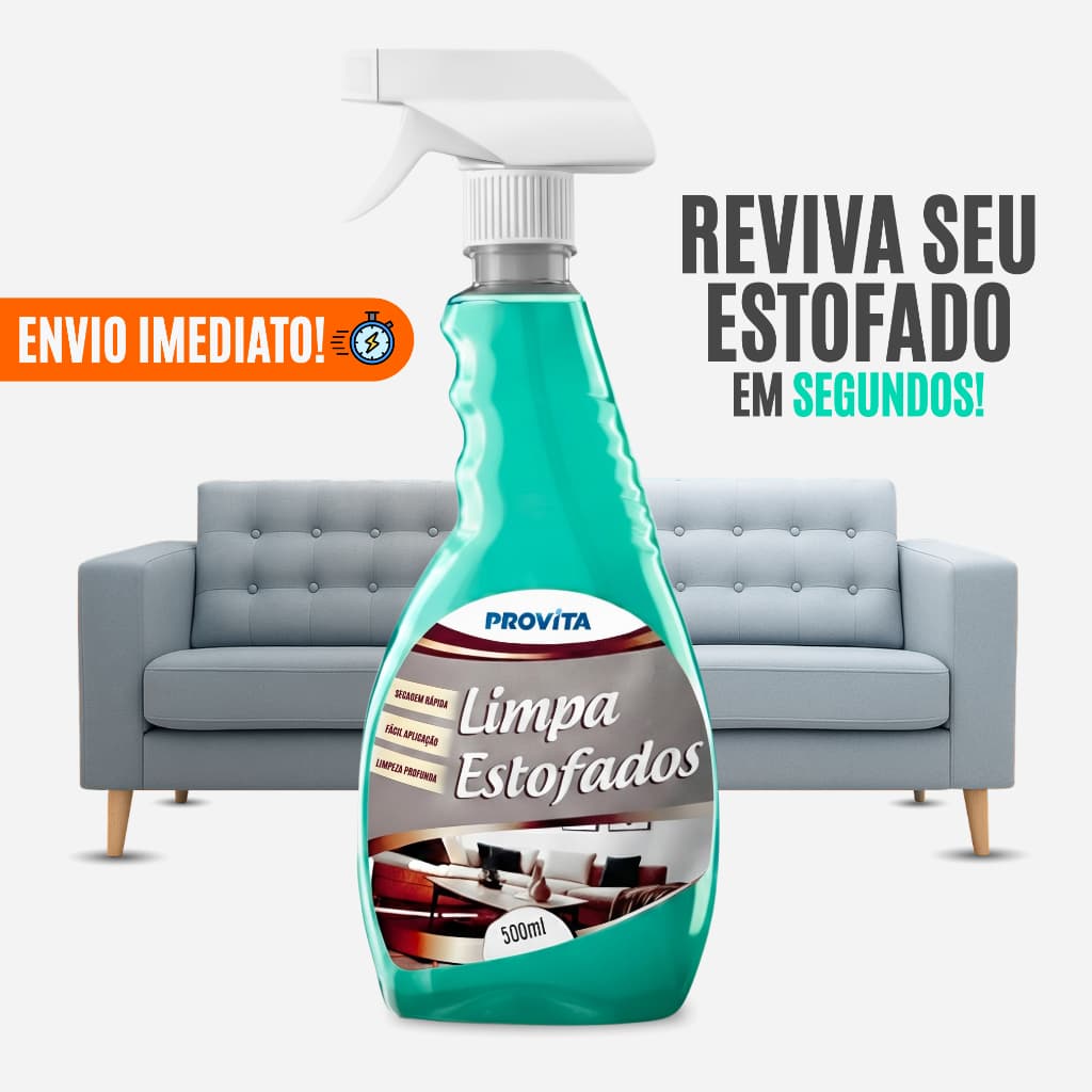 Limpa Estofados À Seco Spray Espuma Premium Perfumado Sofá, Banco e Poltrona Limpeza Profunda 500ml