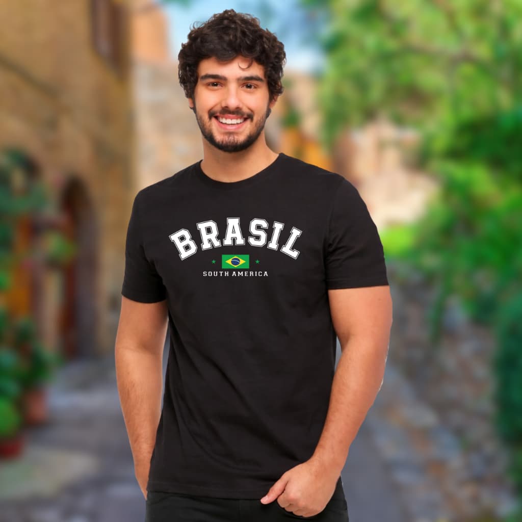 Camiseta Masculina Estampada Brasil  100% Algodão Promoção