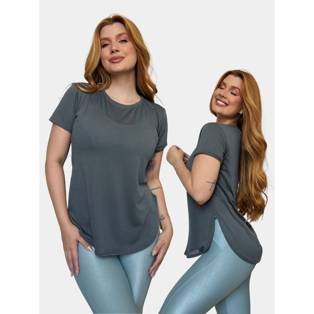 Blusas Fitness Dry Fit Oval Tapa Bumbum Camiseta Feminina Básica Manga Curta Academia Treino