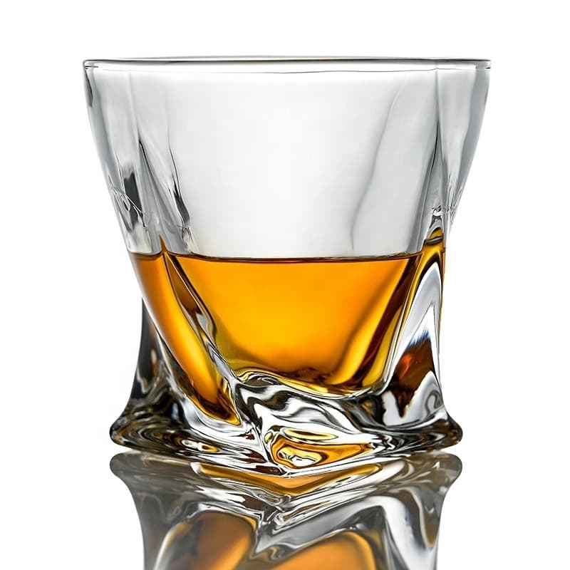 Jogo 06 Copos De Vidro Torcido 300ml Whisky Drinks Licor Vodka