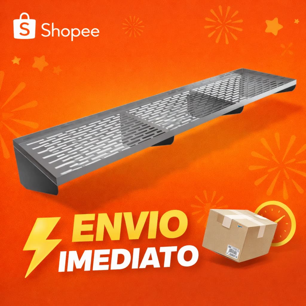 Escorredor Inox Parede 100x25 Pia Cozinha Industrial Louças Copos Aço Inoxidável Pratico Prateleira