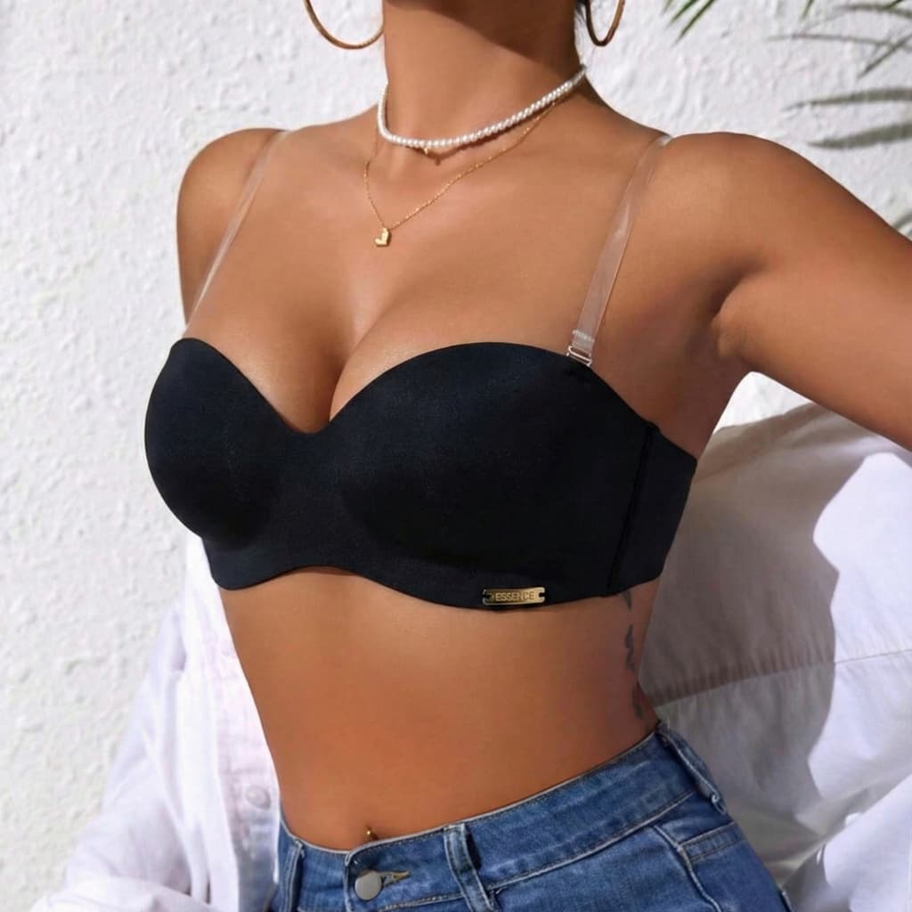 Sutiã Prime Costas Silicone com Bojo Feminino Roupa Íntima Tomara que Caia Halter sem Alça