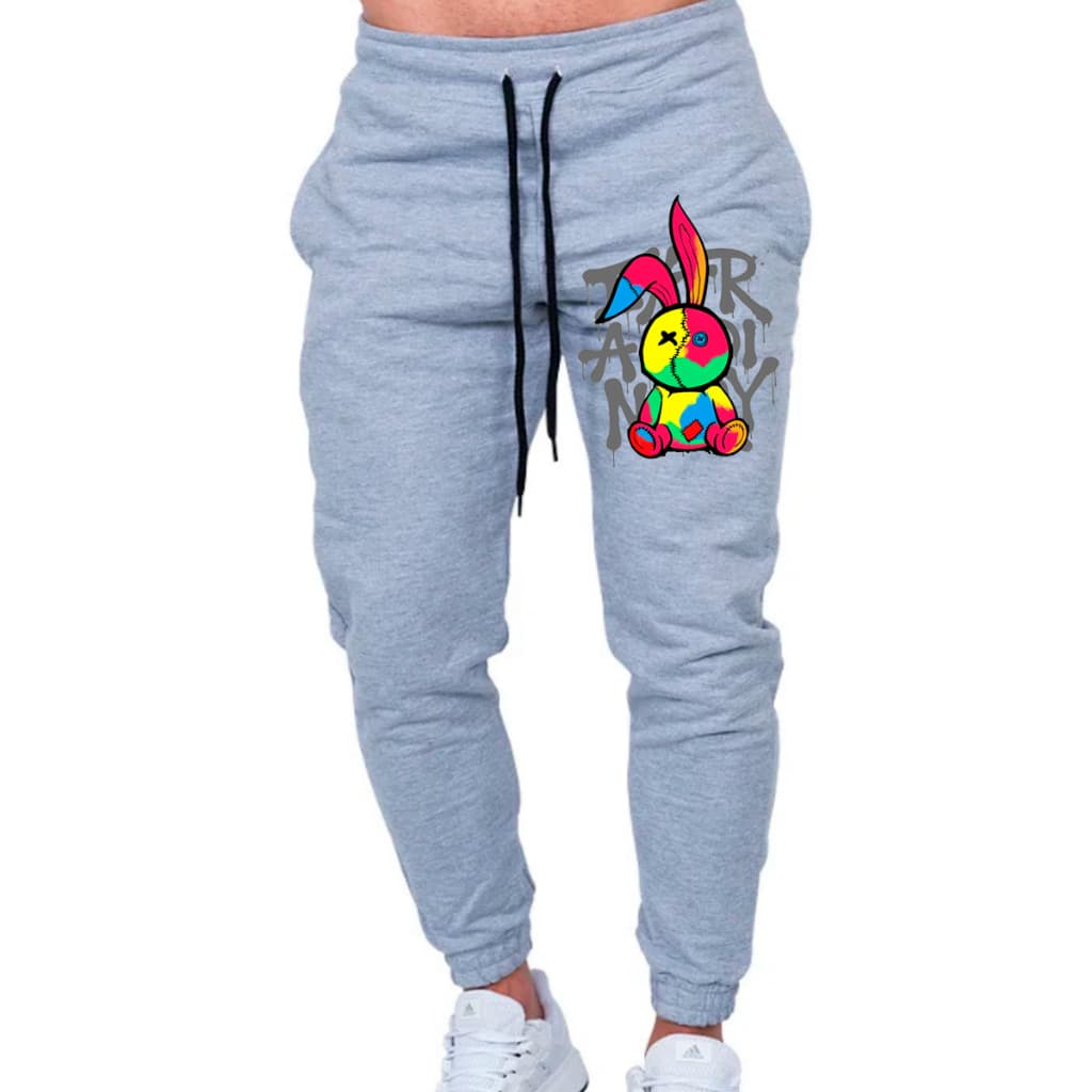 Calça De Moletom Masculina Coelho Colorido Angry Estiloso Para o Dia a Dia e Para o Frio Top