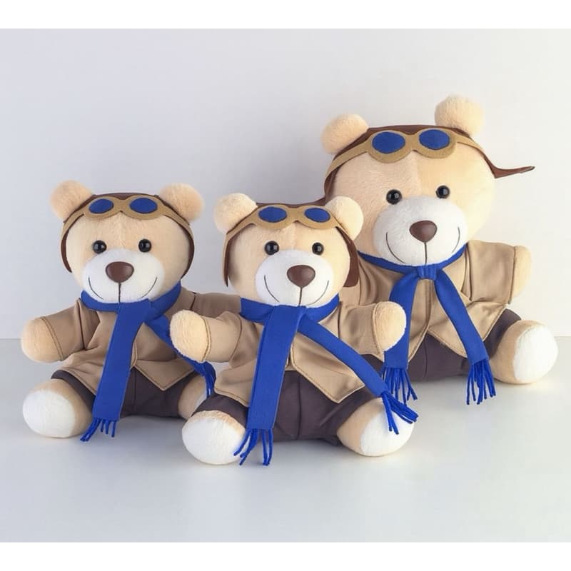 Conjunto de Ursinhos Aviadores para Nichos – Decoração Quarto de Bebê