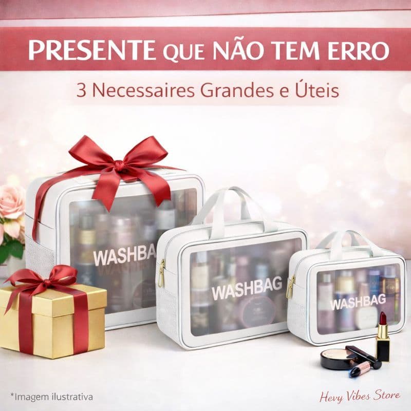 Kit 3 Grandes Necessaires  – Presente Útil para Viagem e Maquiagem