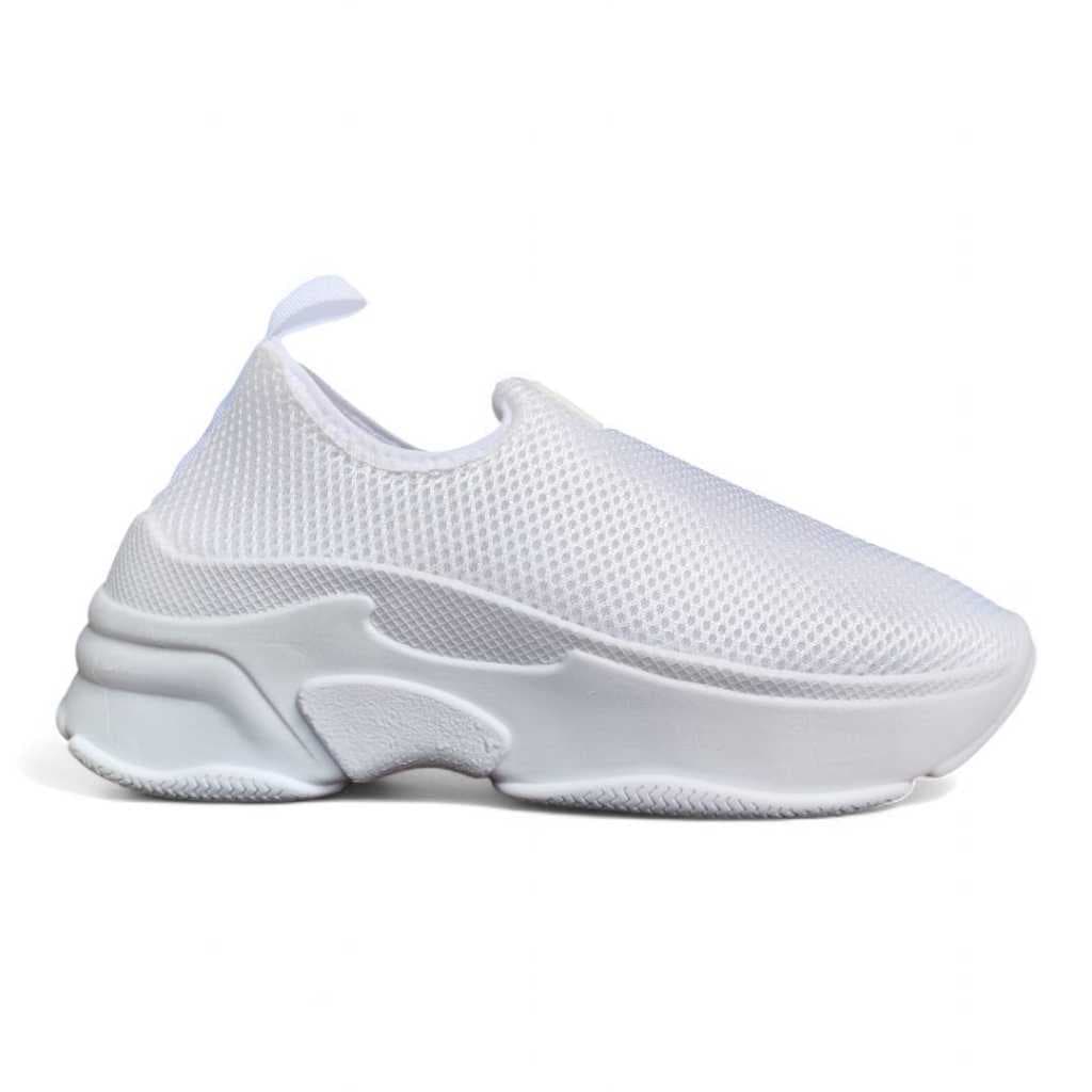 Tênis Meia Feminino Branco Slip on Linha Premium Esportivo Confortável Enfermagem