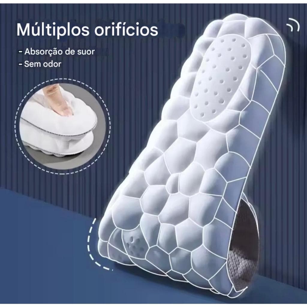Palmilha Esportiva Ortopédica 4D Super Macia com Suporte de Arco