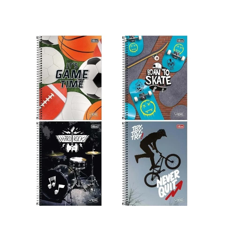 Caderno Capa Dura Vibe 10 Matérias 160fls Tilibra - Sortido