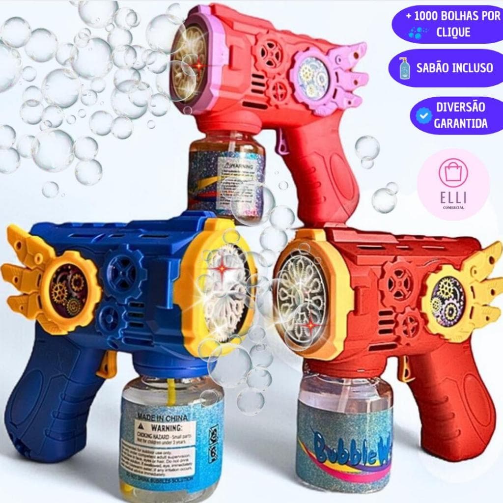 Máquina Lança Bolha De Sabão, Automática, Colorido, Brinquedo Infantil, Azul Vermelho, 50ML