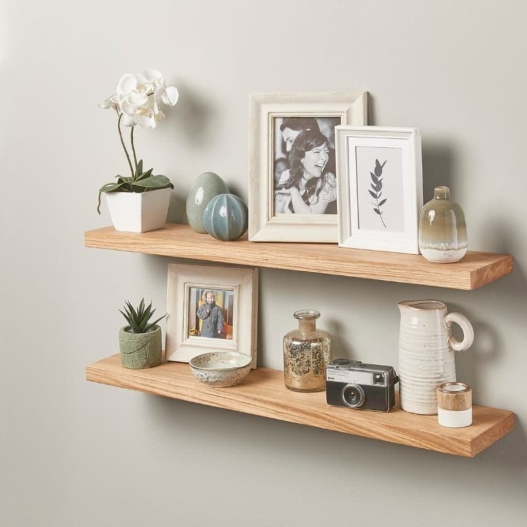 Kit 2 Prateleiras Madeira Maciça Pinus Suporte Invisível Parede Flutuante Multiuso Decoração Sala Quarto