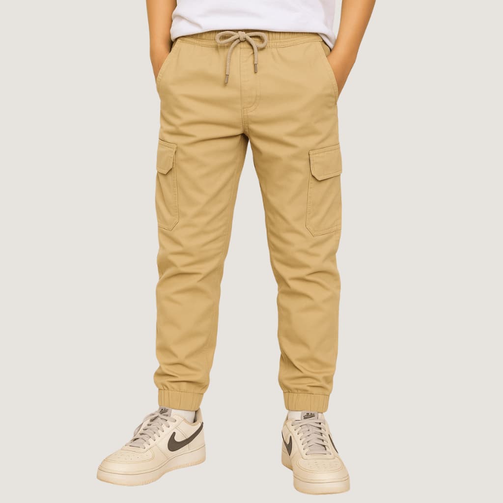 Calça Jogger Cargo Infantil Masculina Menino Juvenil Sarja Confortável Escolar Casual Bolsos Funcionais