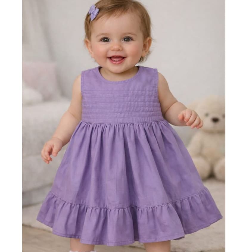 VESTIDO INFANTIL DE LAÇO LILÁS DETALHE GRAPEADO FRESQUINHO E RODADO VESTIDO FORRADO E DELICADO