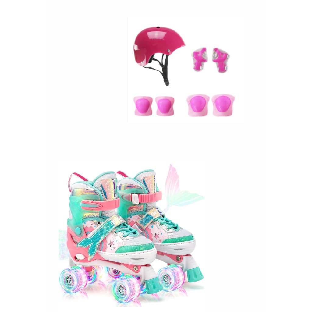 Patins Quad Sereia Verde Com Led
