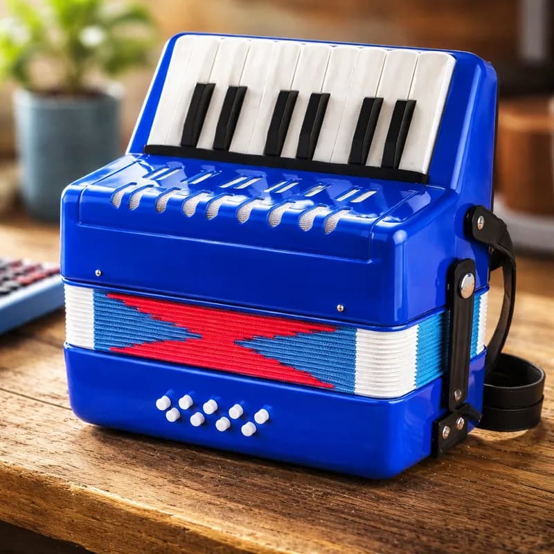 Sanfona Acordeon Infantil Semi-Profissional 17 Teclas 8 Baixos com Alça e Travas - CPM TOYS Portátil