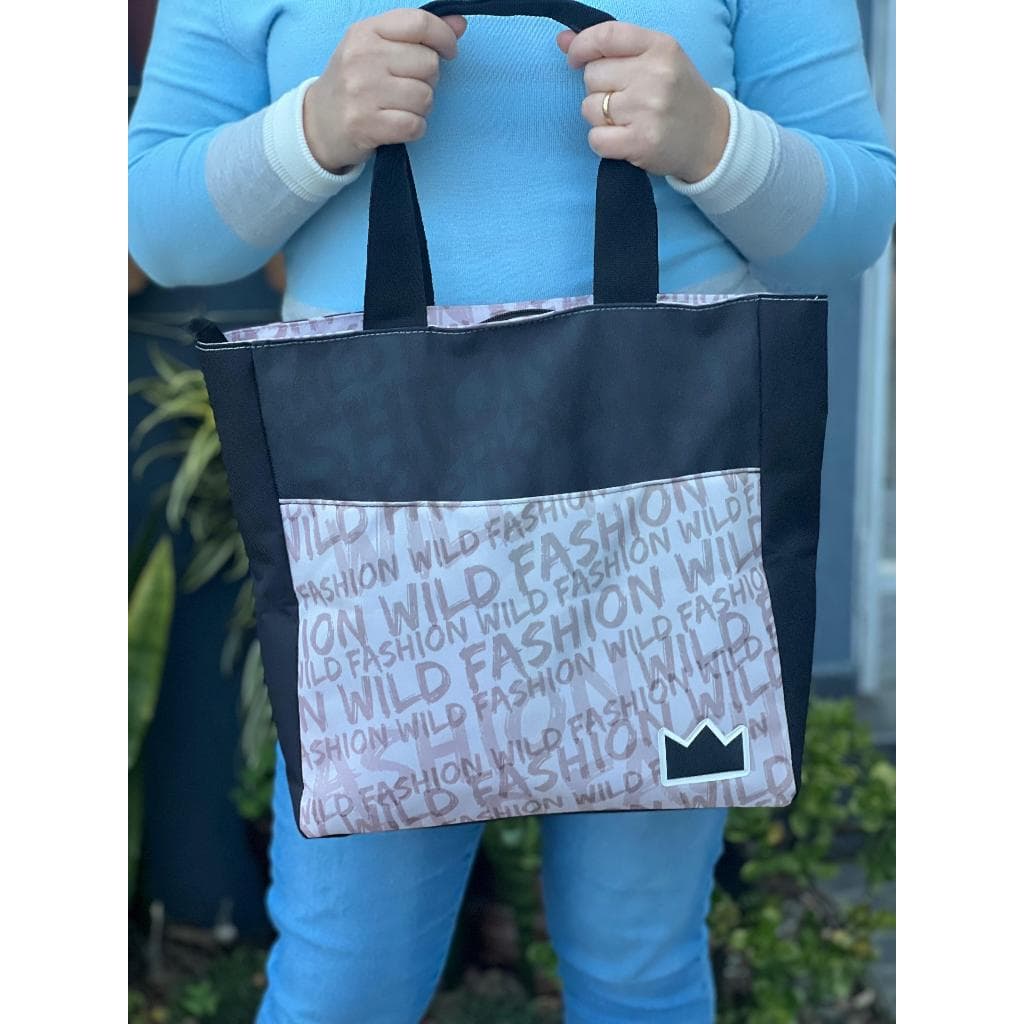Bolsa Feminina Grande Cinza Listrada Perfeita Maravilhosa tecido forte