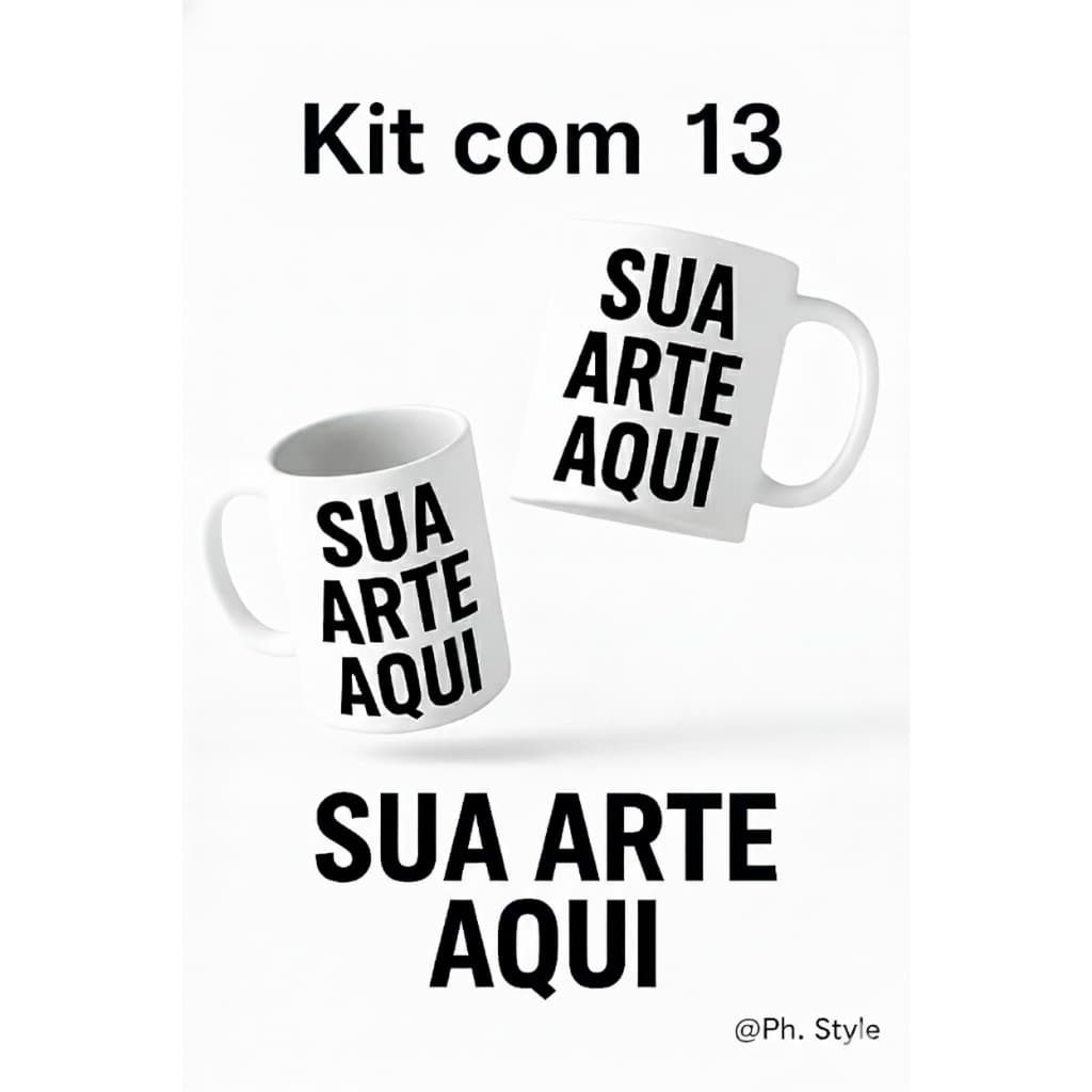 KIT COM 13 CANECAS DE PORCELANA PERSONALIZAVEL - 325ml - LOGO, FOTO, SUA IDEIA AQUI, SUA MARCA AQUI