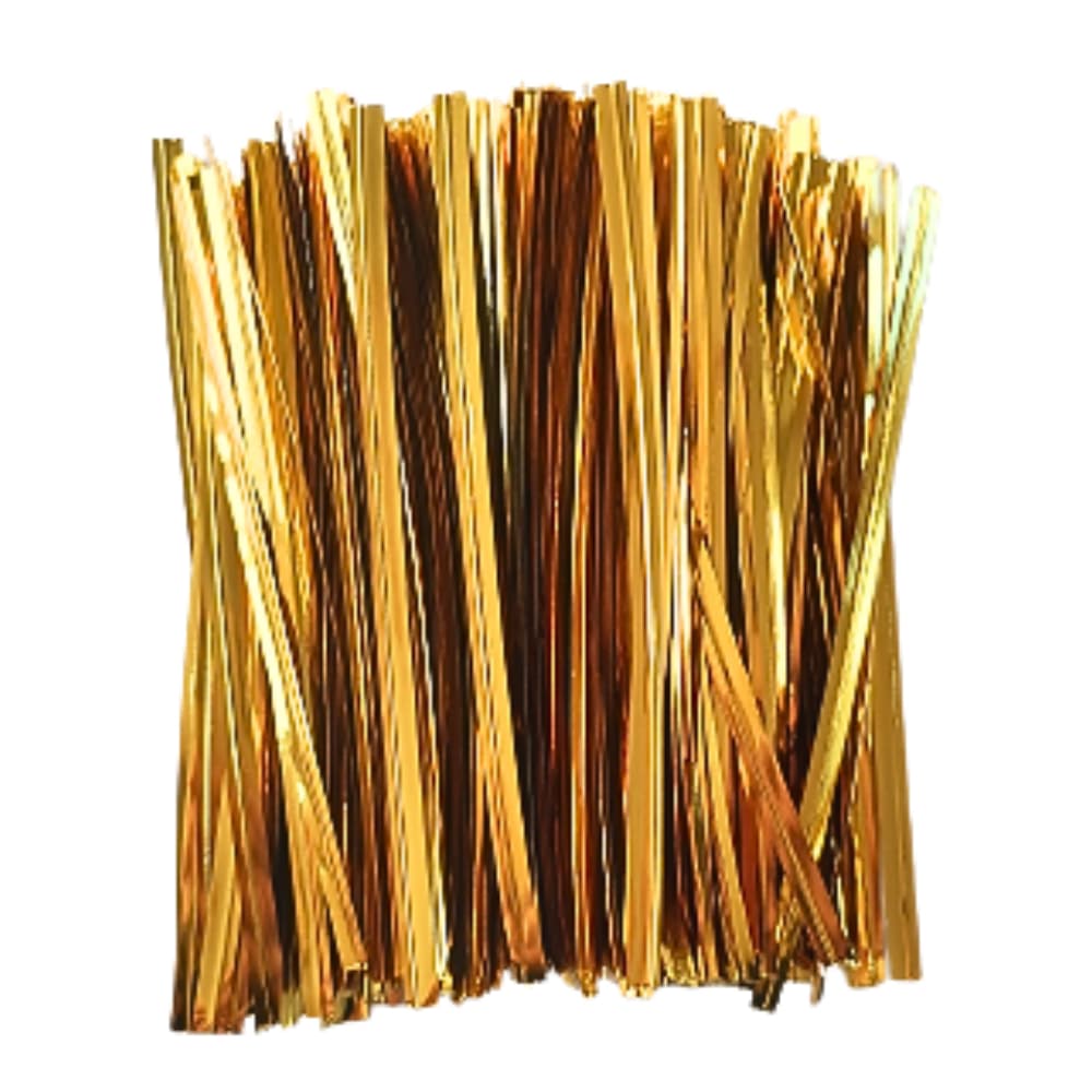Amarrilho Fecho Lacre Metalizado Dourado 11cm 100 Unidades