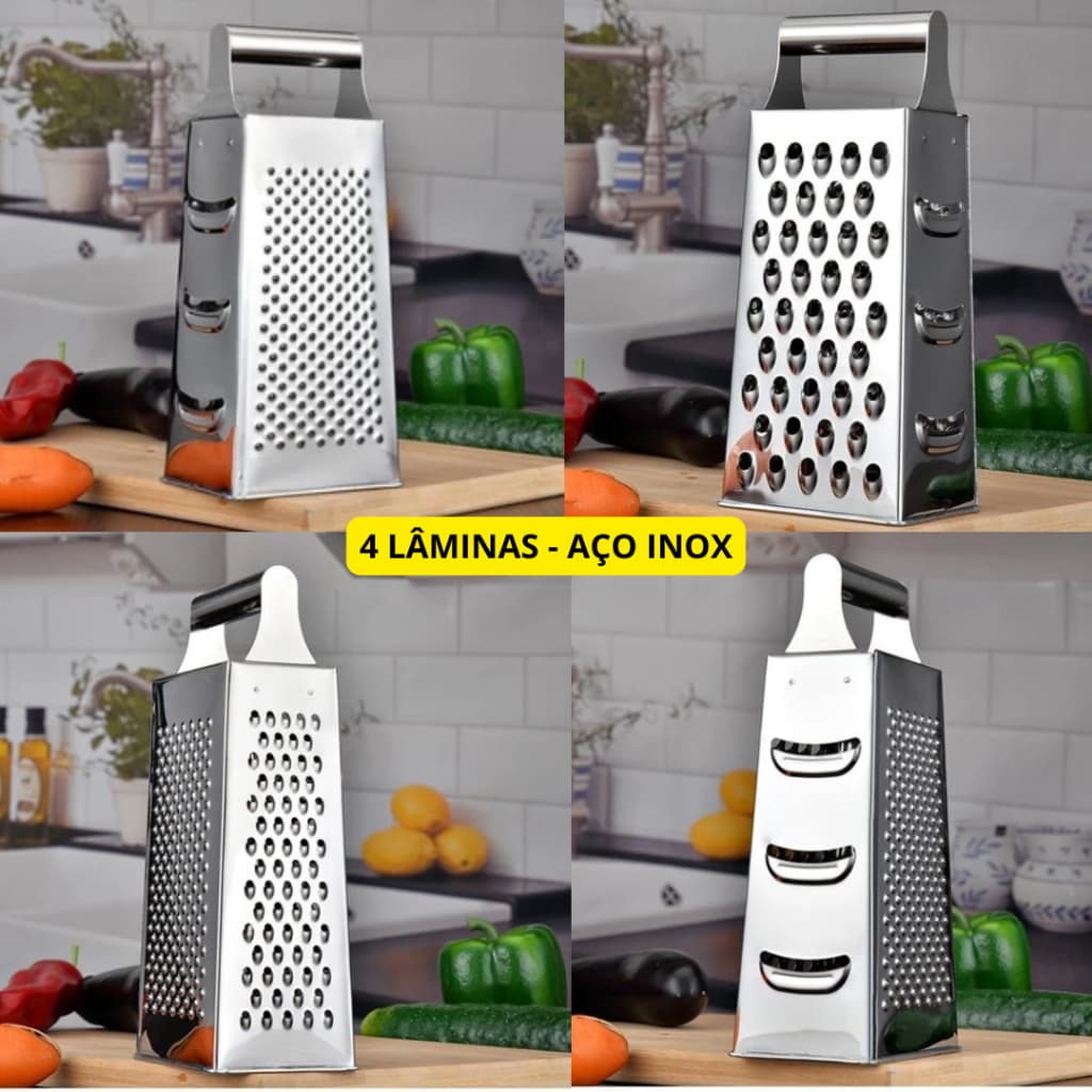 Ralador Profissional 4 Lados Aço Inox 23cm Versátil Cozinha Fácil Uso