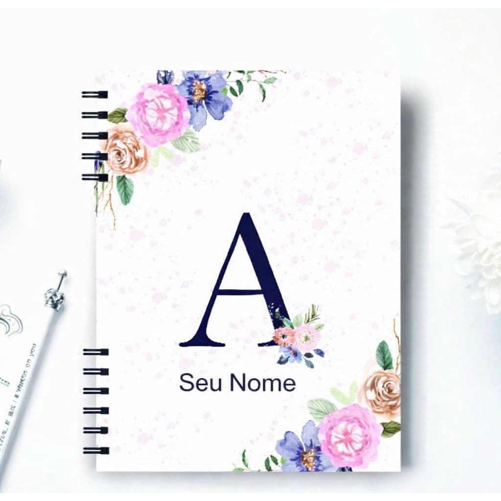 Agenda Floral com inicial 2026 Personalizada