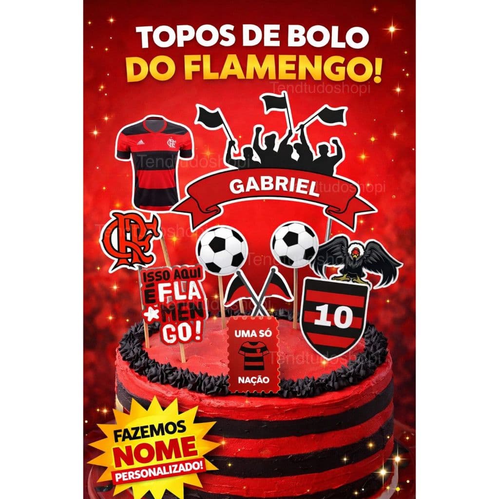 Topo de bolo Flamengo personalizado