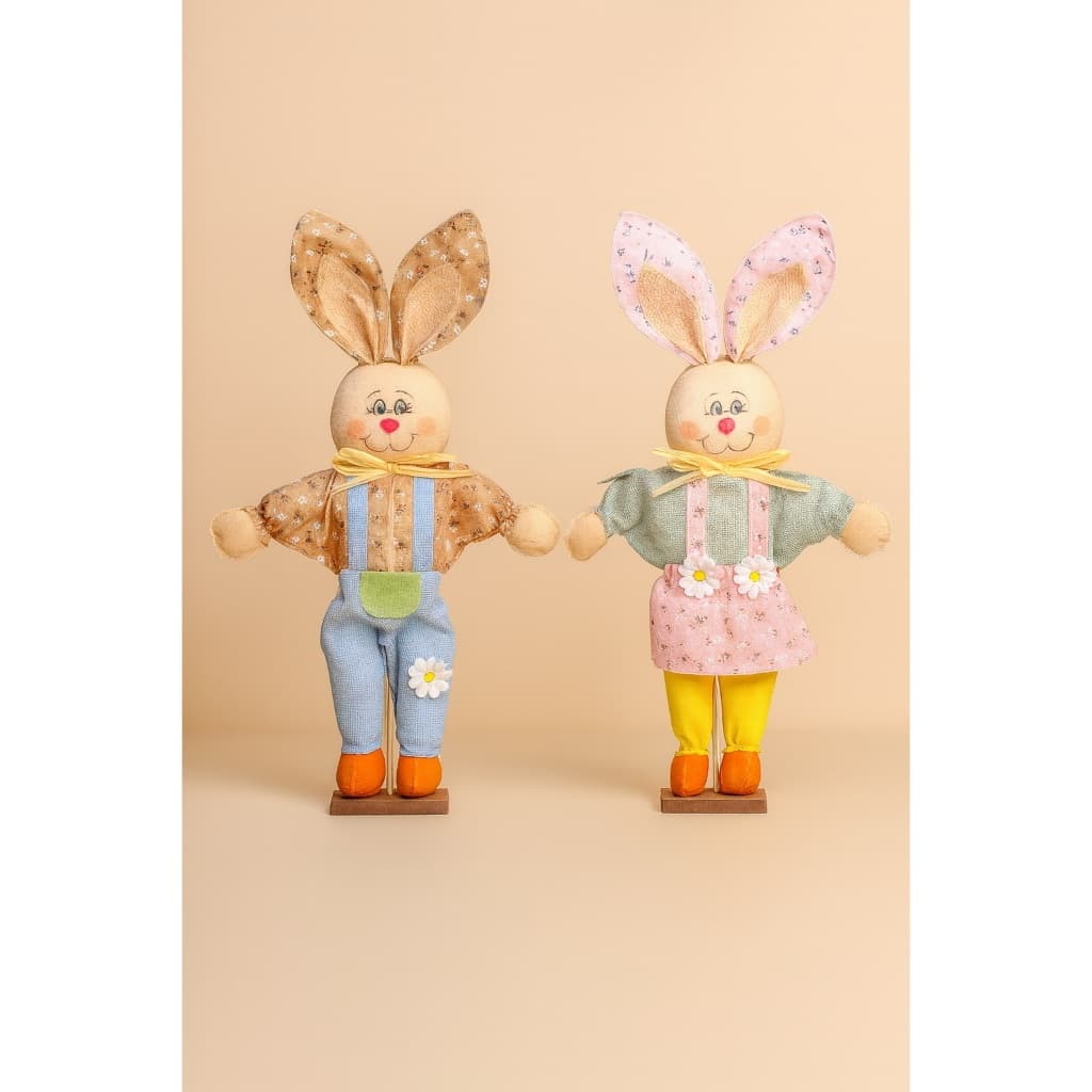Casal De Coelho De Páscoa Caipira 45 Cm Grilo
