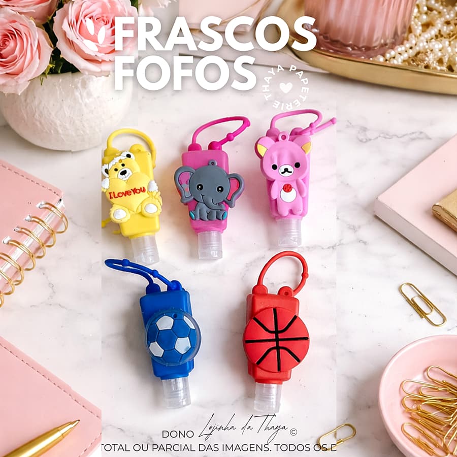 frascos divertidos desenho personagens creme alcool-gel