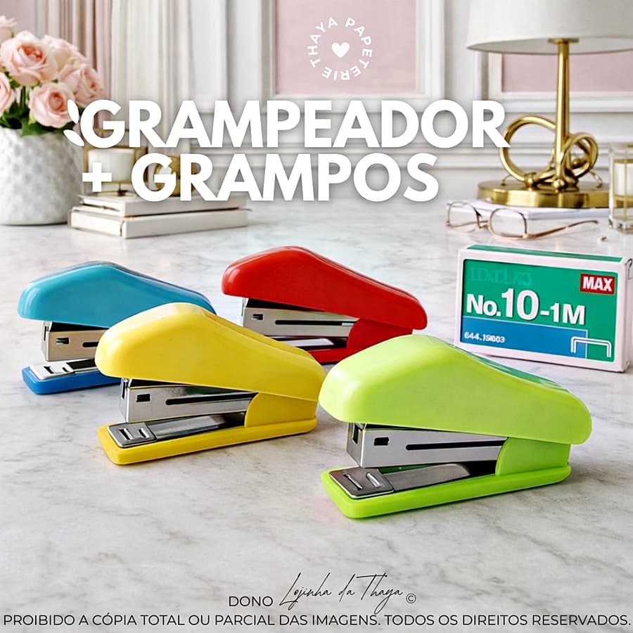 mini grampeador com caixa de grampo inclusa