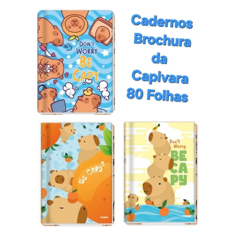 Caderno Brochura da Capivara Capa Dura - 80 Folhas
