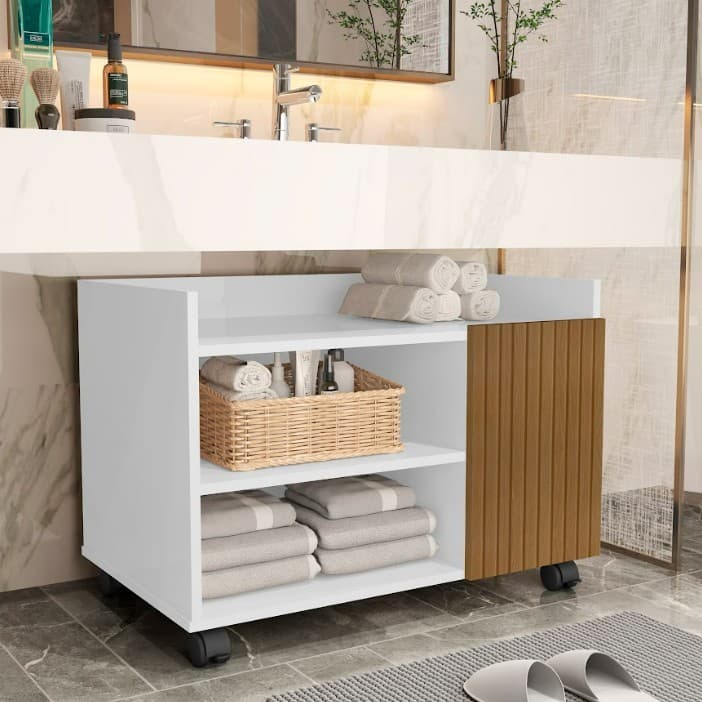 Armário Compacto Para Banheiro E Lavabo 60x42x36 cm - Gabinete
