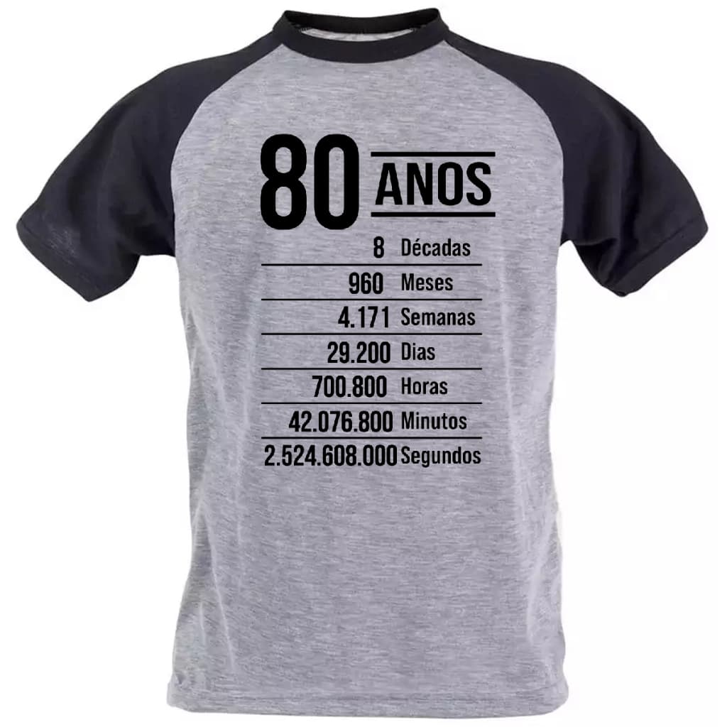 camiseta aniversário 80 anos presente camisa unissex tshirt blusa