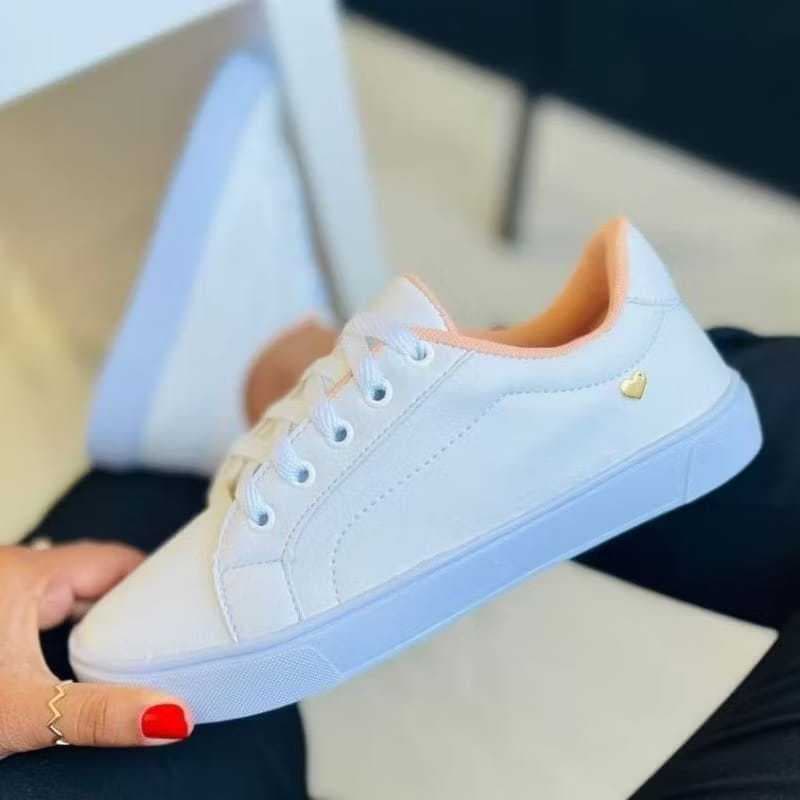 Tenis Feminino branco Casual Cadarço enfermagem Casual